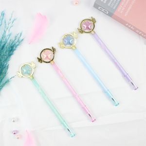 Kawaii Crystal Fairy Wand Magic Star Gel Pens Sakura Design Black Ink Cute Stationery for Students Girls Gift Office