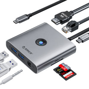 ORICO USB Hub Adapter HUB Type C Hub 4K60Hz HDMI-Compatible Docking Station RJ45 PD Splitter For MacBook iPad Laptop Accessories