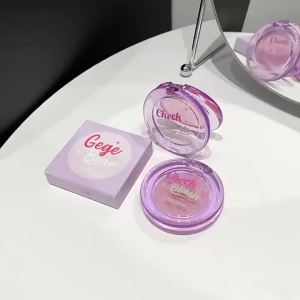 KUESICR GegeBear Blush Cream Natural Pigmented Silky Texture Lip Cheek Eye Multi-use Long-Lasting Waterproof Blusher With Puff