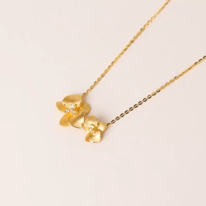 Chow Sang Sang 周生生 999 24K Gold Cultural Blessings Blossoms Necklace for Women 47cm 94687N