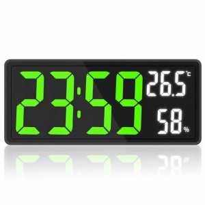 Large Digital Wall Clock with TEMP Humidity 3 Display Modes Night Mode Table Clock 12/24H Snooze LED Alarm Clock for Living Room