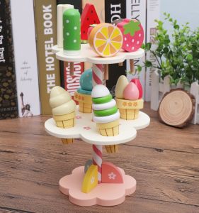 Wooden Ice Cream Stand Toy for Girls Kitchen Playset Afternoon Tea Time Pretend Play Toy from China Zhejiang Lishui City