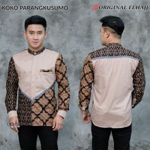 Baju Koko kombinasi batik terbaru/ baju Koko pria lengan panjang/ baju Koko motif Parangkusumo