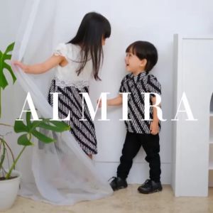 Baju Batik Anak Couple Kakak Adik Cowok Cewek Laki Perempuan Kemeja Dress Brokat Sarimbit Pesta Kombinasi Kekinian Katun Bagus 1-13 tahun