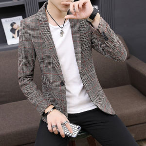 GUKENRO Male Formal Plaid Suit Comfortable Classical Korean Slim Fit Handsome Dinner Reception Tuxedo for Men