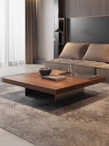 Minimalist Designer Classic Square Walnut Coffee Table
