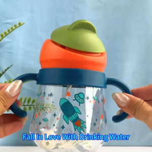 [Einmilk] 260ML Silicone Children Drinking Bottle Baby Training Cup with Gravity Ball Straw Handle BPA Free BOT250