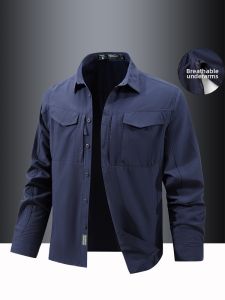 CHAFEI | Breathable Quick-Dry Work Shirt with Multiple Pockets for Men Loosely Fit
