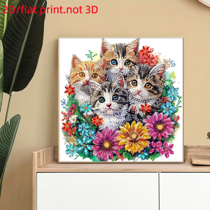 other | 2D/flat 1 Piece Diamond Painting Frameless Painting cat Pattern canvas Material wall Painting Bedroom office use