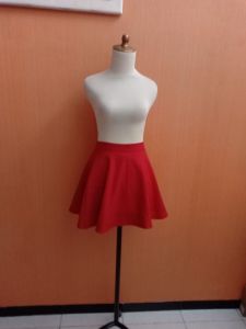 rok mini skirt wanita orange S cewek cute flare merah bata santai remaja 13 14 15thn dewasa