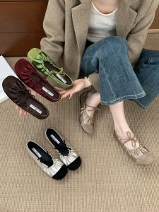 Retro Chinese Style Wrinkled Mary Jane Shoes