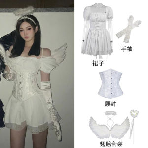 Adult Womens Halloween Costume Devil Angel Friends Clothes Skirt Puffy Skirt Ensemble for Party Performance Magic Show