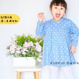 Atasan Anak Perempuan Batik Baju Blouse Anak Cewek Blus Lengan Panjang Usia 3-14 tahun Katun Berkualitas