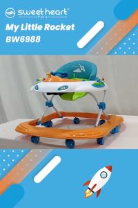 Sweet Heart Paris BW6988 Baby Walker - Learn Moving Tolocar Ride On Car with Activity Tray Music with Steering Wheels (Teal Green Pink Orange)