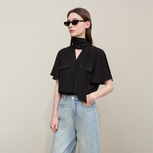 AMII | Summer New Design Floral Style Texture Tencel Linen Blend Spaghetti Strap Blouse