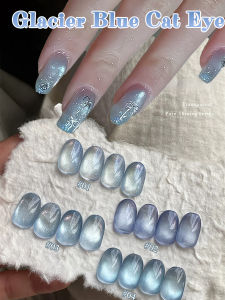 1-18pcs WS Summer Super Shiny Glacier Blue Crystal Glass Beads Cat Eye Gel Nail Polish Crystal Clear Blue-Violet Nail Supplies