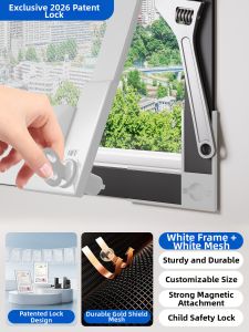 Mosquito Prevention Mesh Window Easy Disassembly Invisible Large Lock