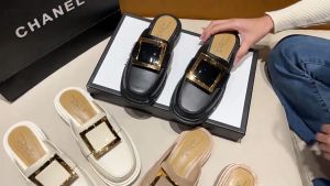 JS Elegant Lady Slip On Jelly Shoe Slides Slipper Kasut Perempuan Selipar Bertumit 女新款半包中跟凉鞋