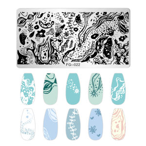 Marble Blooming Nail Stamping Plate Leaf Flower Line Animal Image Nail Stamp Templates UV Gel Polish Printing Plate Nail Tools