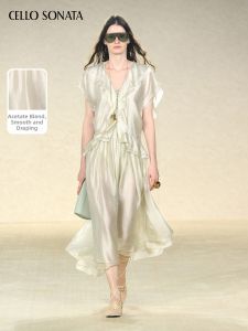 Cello Sonata | French Acetate Ruffle Tie Short Sleeve Dress