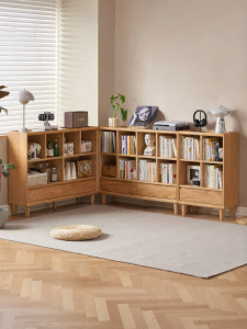 YUANSHI YUANSU | Minimalist Living Room Storage Oak Bookcase