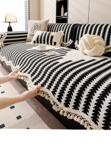 Retro Snowy Sofa Cushion Four Seasons Universal 2025 New High-End Sensation Straight Row Anti-Slip Sofa Seat Cushion Cover