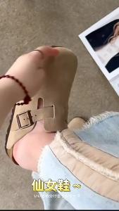 Spot Goods BK Pink Cork Slippers Full Cowhide 2023 New Genuine Leather R Closed Toe Boken Half Slippers Womens Outer Wear