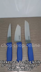 Diekensen Knife | 9" Peeling Knife Pisau Kupas + 7" Pointy Chef Knife Pisau Chef + 7" Slicing Knife Pisau Hiris Dapur