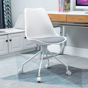 Simple White Home Computer Chair Fashionable Lazy Desk Chair Office Roller Backrest Student Beauty Chair Ergonomic Plastic Chair