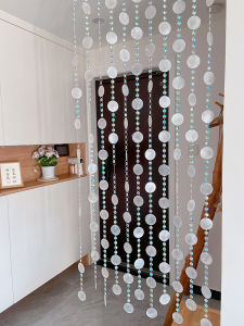 New Arrival Mermaid Crystal Bead Curtain Hallway Living Room Partition Curtain Aisle Punch-Free Short Door Curtain Pendant Shell Screen