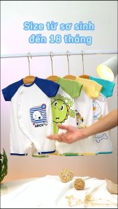 Body cộc cài lệch Arich vải sợi tre mềm mát in hình đáng yêu bộ liền thân bé trai bé gái (sơ sinh đến 18 tháng)