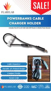 FlareLab PowerBank Charger Holder with FREE 5V to 12V USB Cable – WiFi Router & Mobile Power Booster