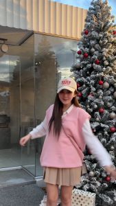 eng|MesubShop|เสื้อกั๊กไหมพรม ทรงโอเวอร์ไซต์ ☃ รุ่นนี้คือใส่ต้อนรับวันคริสมาสต์ไปเล้ย สาวอวบใส่ได้ สีน่ารักม้าก รุ่น กั๊กโรซ่า