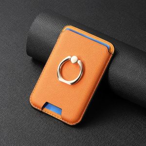 For Magsafe Wallet Saffiano Leather Ring Stand With Magnet Card Holder Storage Slot Case For iPhone 18 17 16 15 14 13 12 Pro Max