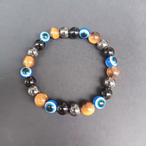 Blessed Evil Eye Bracelet Triple Protection Bracelet Magnetic TigerEye Health Wealth Lucky Wristband