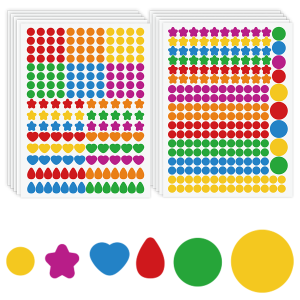 2005 PCS Dot Stickers Colored Coding Labels — Multi-Shape Round Star Heart Raindrop Stickers — Colorful DIY Labels
