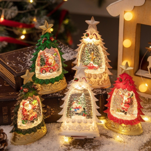 Christmas Decorative Lantern Ornaments Creative European Snowman Nightlight Festival Desktop Decoration Indoor Outdoor Retro Snowing Landscape Lamp
