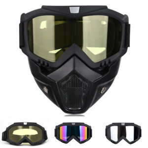 MTB ATV BMX Protective Face Mask and Glasses Wind-Resistant Cycling Eyewear Motocross Facial Cover with Safety Lenses