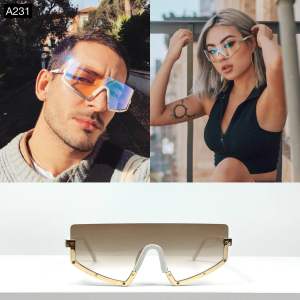 [A231] แว่นกันแดดไร้กรอบทรงเก๋ สีน้ำตาลเฟด  เลนส์ UV400