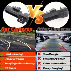 Dynamic Trajectory Handle Trunk Rear View Backup Camera for Vw/for AUDI - 170° Wide Angle Reverse Parking Aid Without Battery