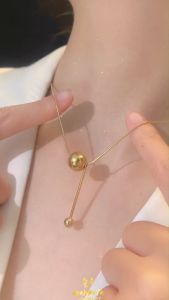 K18 Kalung TITANIUM Wanita Model Mahkota Unik Lapis Emas 18K