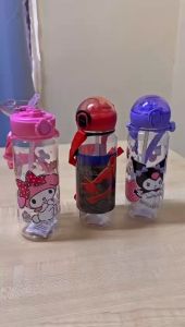 ✅ 550ML Botol Air Budak Kids Cartoon Water Bottle Drinking Bottle With Straw Sanrio Kuromi Melody Spiderman
