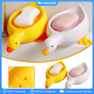 Duck Shape Soap Box with Drainage Cute Cartoon Soap Dish Holder Plastic Soaps Container Dish Tray Bathroom Accessories
