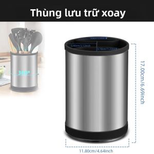 360 °   Giá Để Đồ Dùng Bằng Thép Không Gỉ Xoay Khay Để Dao Dĩa Giá Để Đũa Thìa Nĩa Hộp Đựng Đồ Dùng Nhà Bếp Giá Để Đồ Ăn