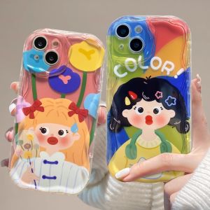 Cute Flower Girl Design Phone Case Compatible with Various Models  17Promax Xiaomi 14 And More Creative Cartoon Style TPU Material