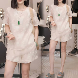 Shalldoer | ชุดเสื้อเชิ้ตแขนสั้นคอตั้งลายดอกไม้สไตล์จีนใหม่สำหรับผู้หญิงในช่วงฤดูร้อนปี 2025 ชุดลำลองสองชิ้น