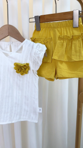 kid clothes for girl suits Two piece set Solid color summer comfortable korean girl suit summer thin Flower