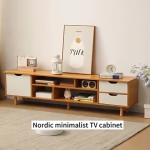 Global TV Cabinet with Drawer Solid Wood Kabinet ng TVTV Storage TV Stand Rack Kabinet ng TV Multi-compartment Storage Stable Floor-Friendly