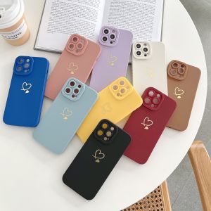 FLOVEME IPhone 14 Pro Max/iPhone 14 Plus/iPhone 14 IPhone 13 Pro Max 13 Pro 13 IPhone 12 Pro Max 12 Pro 12 IPhone 11 Silicone Simple Soft Shell Gold Plated Love Phone Case