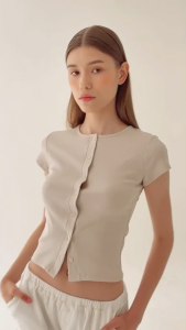 Withit ribbed short sleeves top W embriodery เสื้อยืดแขนสั้น - TPW04390